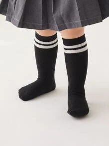 4pairs Kids' Black & White Mesh Football Socks, Suitable For Outdoor Activities In Spring And Autumn - Multicolor - View 3