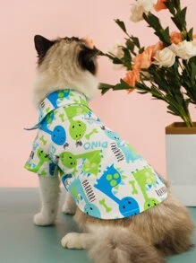 1pc Cartoon Dinosaur Print Pet Shirt - Multicolor - View 1