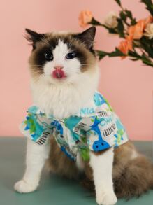 1pc Cartoon Dinosaur Print Pet Shirt - Multicolor - View 3