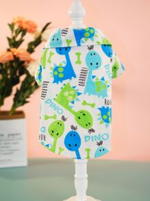 1pc Cartoon Dinosaur Print Pet Shirt - Multicolor - View 5