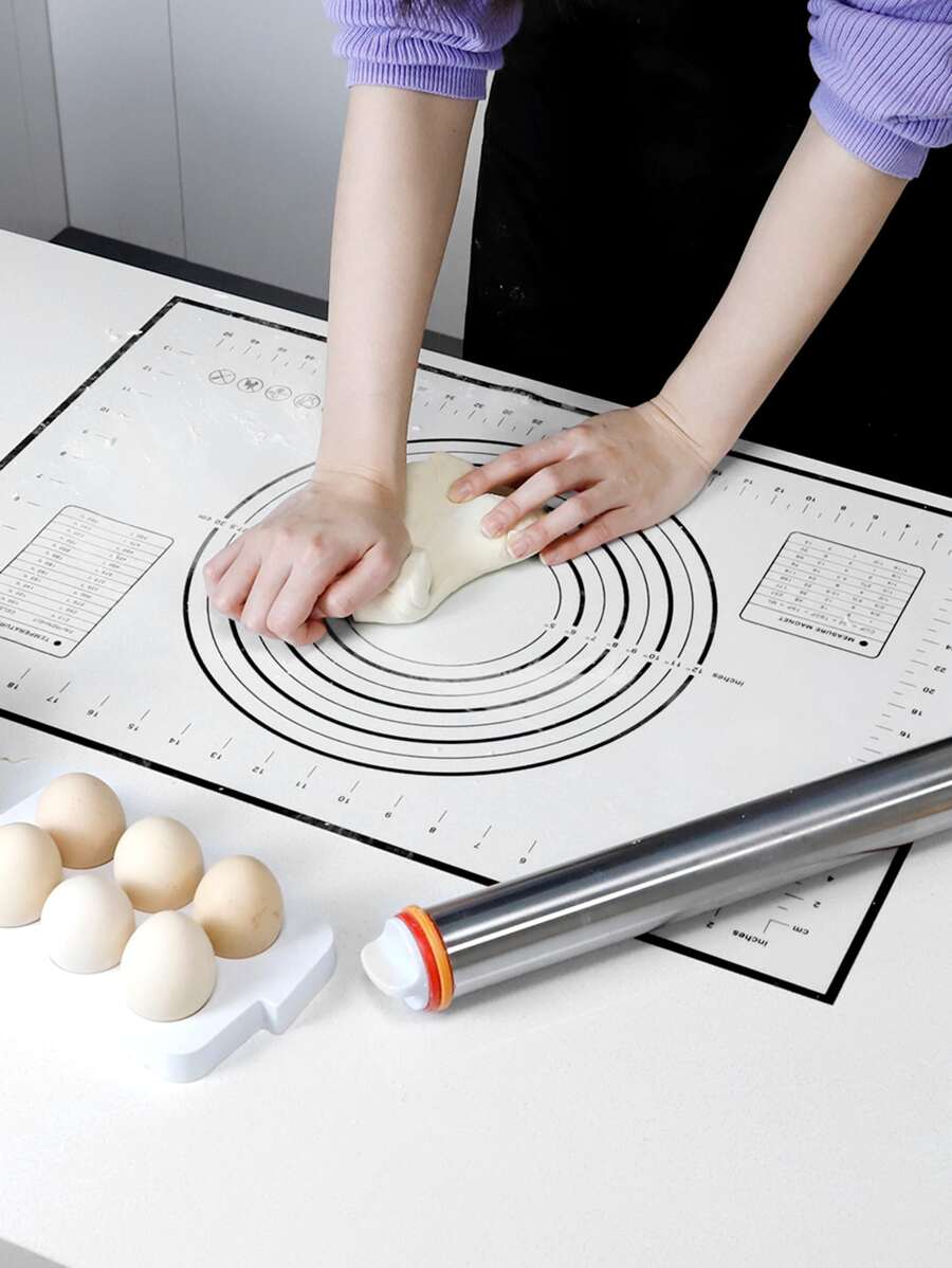 1pc Silicone Baking Mat, Scale Pattern Pastry Baking Mat For Kitchen Baking - Black - View 1