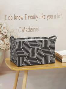 1入組布藝收納籃現代幾何圖案家居收納籃 - 黑色 - 查看 1