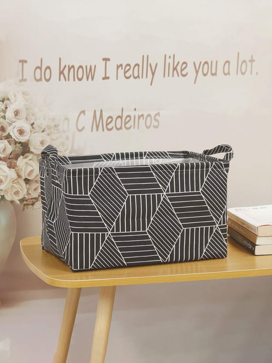 1入組布藝收納籃現代幾何圖案家居收納籃 - 黑色 - 查看 1