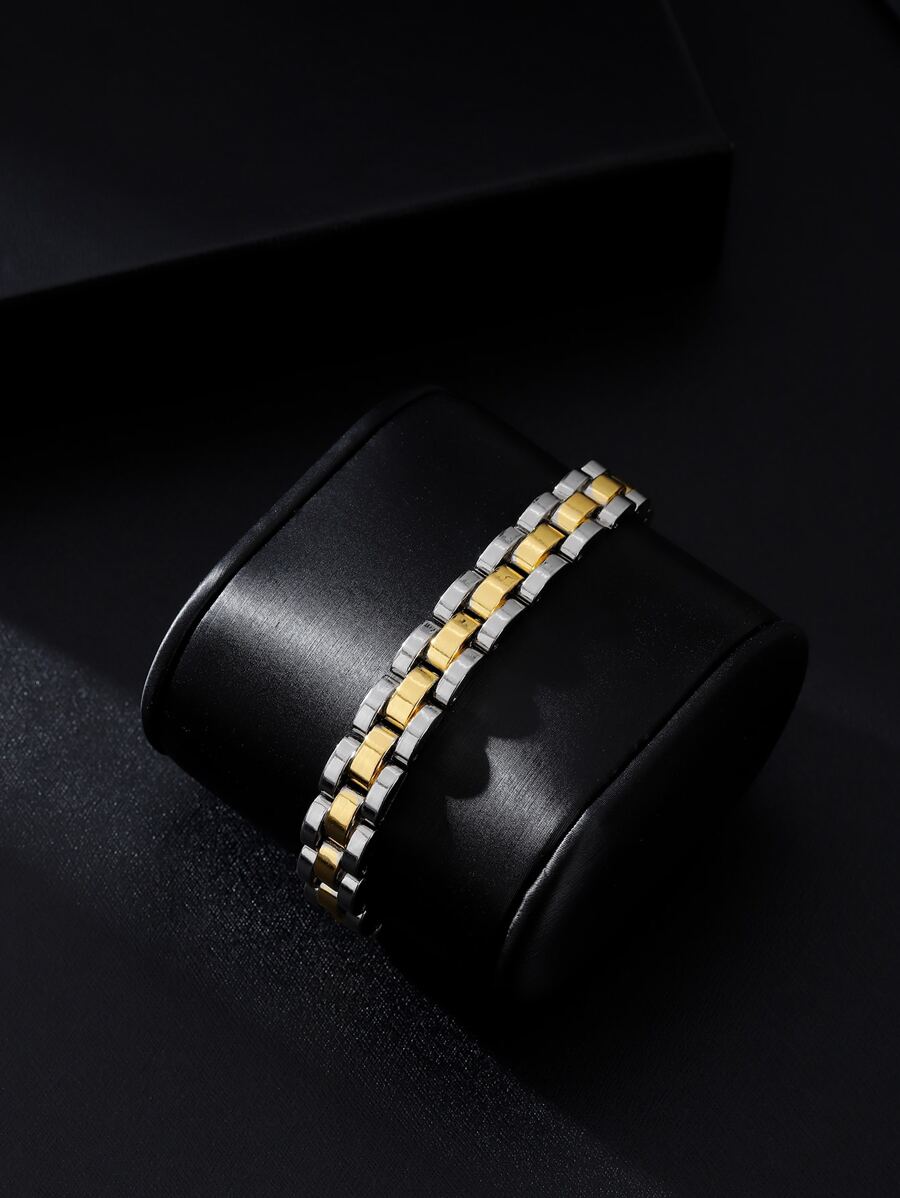 Men Two Tone Bracelet - Yellow Gold - View 1