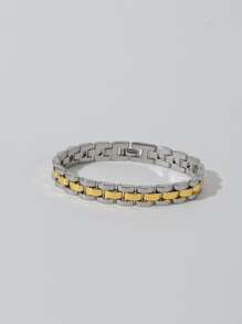 Men Two Tone Bracelet - Yellow Gold - View 3