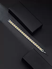 Men Two Tone Bracelet - Yellow Gold - View 4