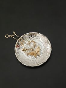 1 pieza hierro Bisutería vintage plata redondo Bandeja de joya para escritorio - Plateado - Ver 1