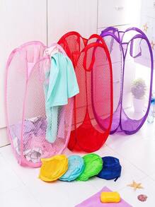 1pc Plain Mesh Laundry Hamper, Simple Laundry Basket For Bathroom - Multicolor - View 8
