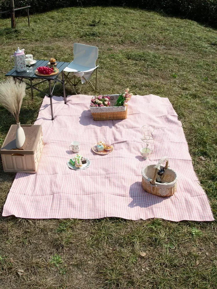 1 Pièce Tapis De Pique-nique À Carreaux - Multicolore - Voir 1