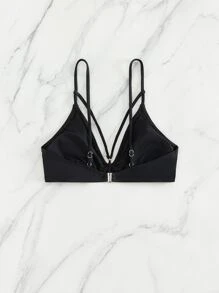 SHEIN Swim Harness Bikini Top - Black - View 4