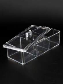 1pc Plastic Desktop Storage Box, Minimalist Clear Organizer Tray For Home - Clear - View 1