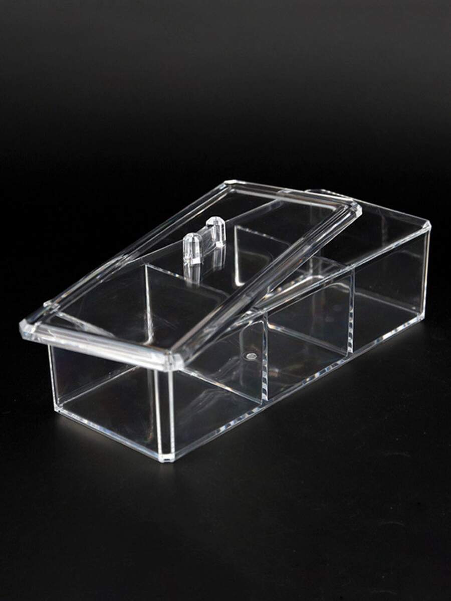 1pc Plastic Desktop Storage Box, Minimalist Clear Organizer Tray For Home - Clear - View 1