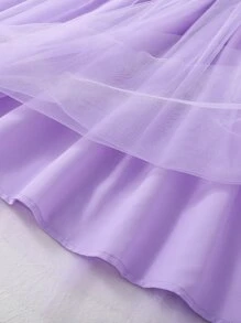 Glamorique Kids Váy lưới viền xếp nếp in hoa cho bé gái tuổi mới lớn, ngày lễ, mùa hè, du lịch - Nhiều màu - Xem 3