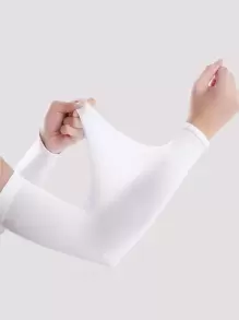 防晒抗紫外线 1 对白色防晒臂套，适合骑自行车和骑摩托车 - 白色 - 查看 1