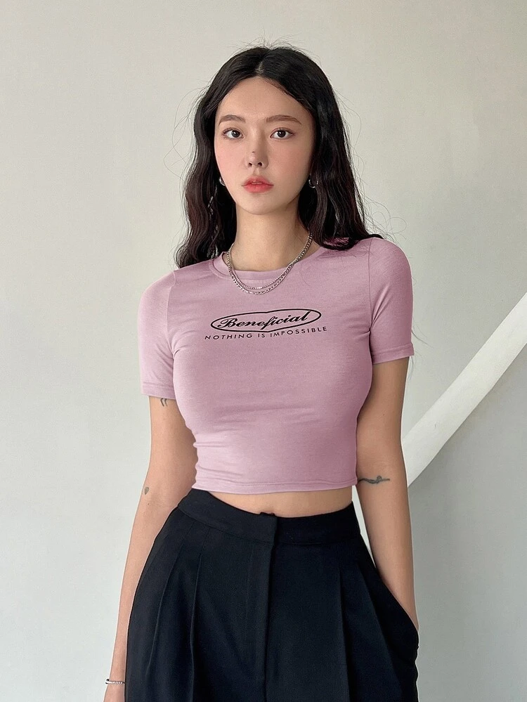 Slogan Graphic Crop Tee