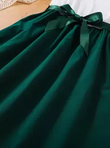 SHEIN Tween Girl Contrast Lace Ruffle Trim Belted Dress - Multicolor - View 4