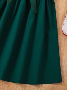 SHEIN Tween Girl Contrast Lace Ruffle Trim Belted Dress - Multicolor - View 5