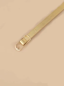 Party Ladies Simple & Vintage Casual Belt, Rectangle Buckle, Fashionable & Versatile Accessory For Decoration Summer, School Fall, Autumn, Halloween - Gold - View 5