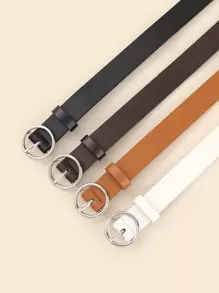 4条装圆形扣女士腰带，简约百搭皮革装饰腰带，适合夏季、秋季、万圣节等场合。 - 彩色 - 查看 5