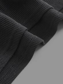 SHEIN Teen Girls Cold Shoulder Tie Front Tee - Black - View 4