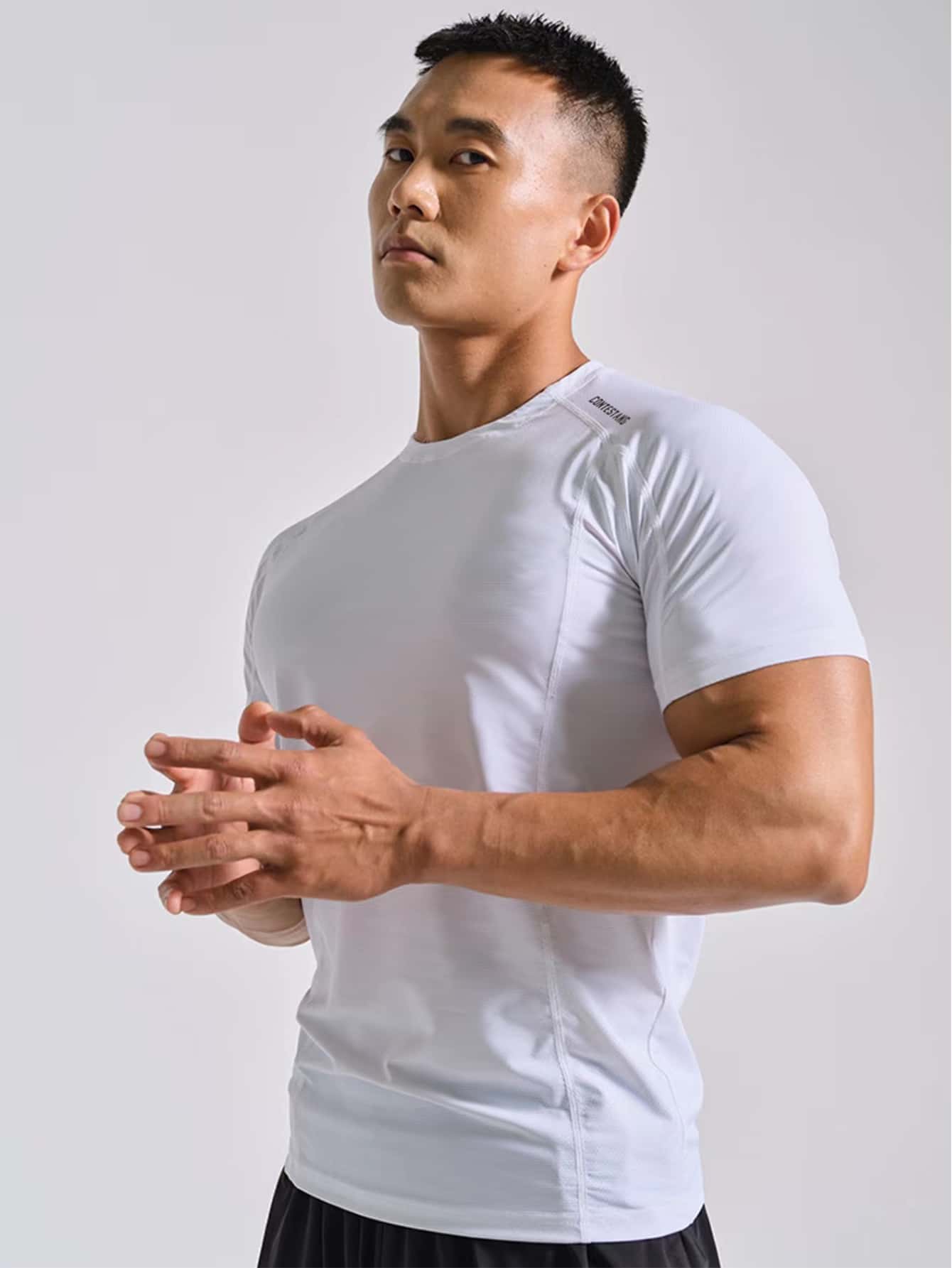 Manfinity Sport Corelite Men Letter Graphic Crew Neck Sports Tee - White - View 1