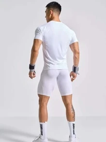 Manfinity Sport Corelite Men Letter Graphic Crew Neck Sports Tee - White - View 2