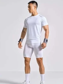 Manfinity Sport Corelite Men Letter Graphic Crew Neck Sports Tee - White - View 3