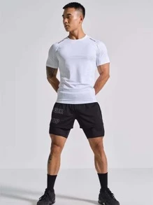 Manfinity Sport Corelite Men Letter Graphic Crew Neck Sports Tee - White - View 4