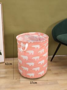 1pc Polar Bear Pattern Laundry Basket, Polyester Laundry Hamper For Home - Multicolor - View 5