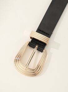 Geometric Buckle Belt - Black - View 4