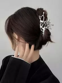 1pc 液态金属未来主义时尚甜美火辣女生首选不对称镂空发爪街 - 銀色 - 查看 4