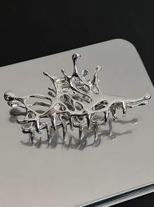 1pc 液态金属未来主义时尚甜美火辣女生首选不对称镂空发爪街 - 銀色 - 查看 5