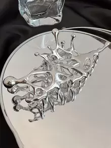 1pc 液态金属未来主义时尚甜美火辣女生首选不对称镂空发爪街 - 銀色 - 查看 6