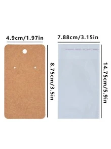 100pcs Jewelry Storage Card & 100pcs Earring Backs & 100pcs Self-Adhesive Bags, Earring Display Card, Backs & Bags Set, Gift For Valentine's Day - Brown - View 4