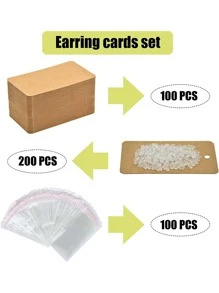 100pcs Jewelry Storage Card & 100pcs Earring Backs & 100pcs Self-Adhesive Bags, Earring Display Card, Backs & Bags Set, Gift For Valentine's Day - Brown - View 3