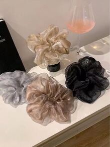 4入組極簡素色大腸髮圈 - 彩色 - 查看 1