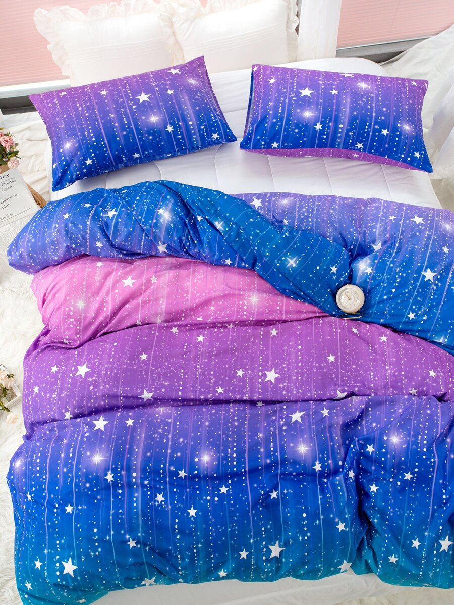 Galaxy Print Duvet Cover Set Without Filler - Multicolor - View 1