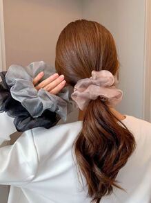 4入組極簡素色大腸髮圈 - 彩色 - 查看 2