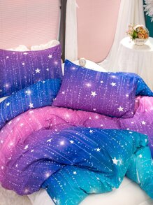 Galaxy Print Duvet Cover Set Without Filler - Multicolor - View 6