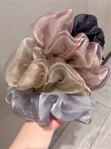 4入組極簡素色大腸髮圈 - 彩色 - 查看 4