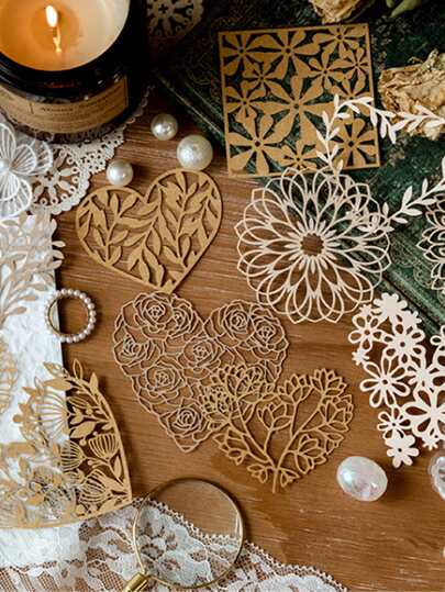 MOCARD 10pcs Hollow Out Heart Design Decorative Craft Paper Back To School