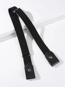 按扣鬆緊腰帶 - 黑色 - 查看 3