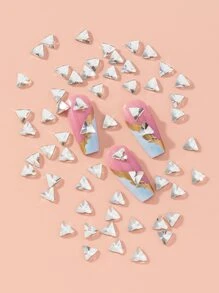 50 piezas 3d con diamante de imitación triángulo Decoración de uñas