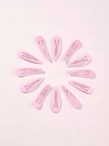 12个装纯色发夹，适合日常佩戴，打造女孩发型，休闲可爱，爪夹发夹，发卡，发饰，头部饰品，女士发饰 - 粉色 - 查看 1