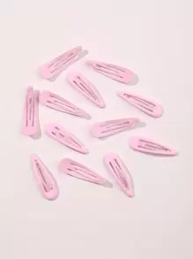 12个装纯色发夹，适合日常佩戴，打造女孩发型，休闲可爱，爪夹发夹，发卡，发饰，头部饰品，女士发饰 - 粉色 - 查看 2