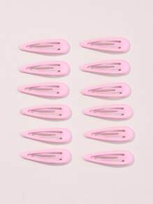 12个装纯色发夹，适合日常佩戴，打造女孩发型，休闲可爱，爪夹发夹，发卡，发饰，头部饰品，女士发饰 - 粉色 - 查看 3