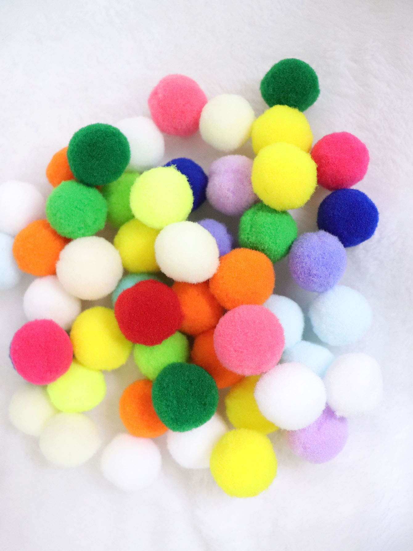 50pcs/set Color Block Pom Pom, Simple Polyester Felt DIY Decoration For Sewing - Multicolor - View 1