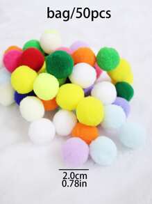 50pcs/set Color Block Pom Pom, Simple Polyester Felt DIY Decoration For Sewing - Multicolor - View 2
