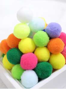 50pcs/set Color Block Pom Pom, Simple Polyester Felt DIY Decoration For Sewing - Multicolor - View 4