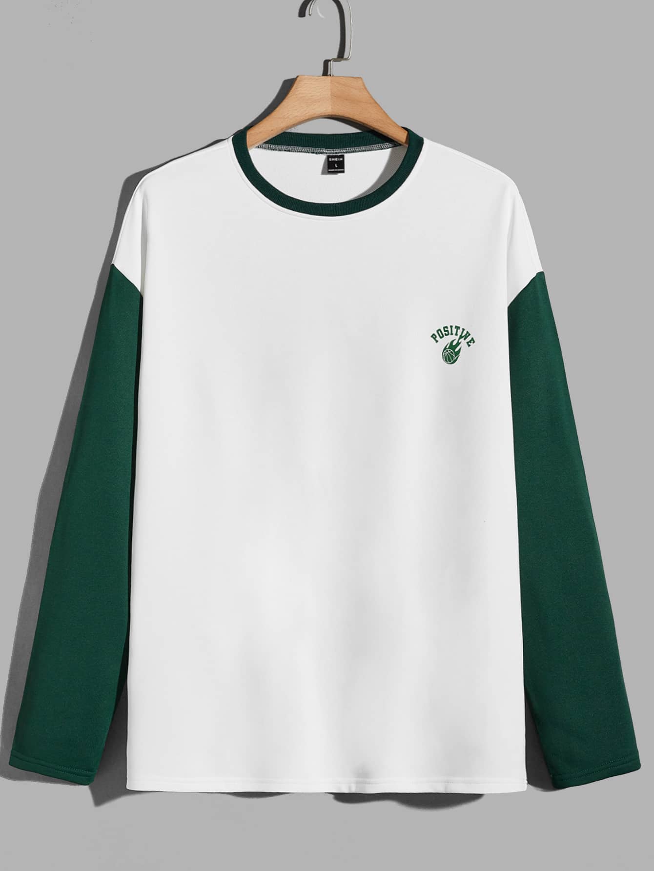 Manfinity Hombres Camiseta de hombros caídos con estampado de letra de color combinado - Blanco - Ver 1